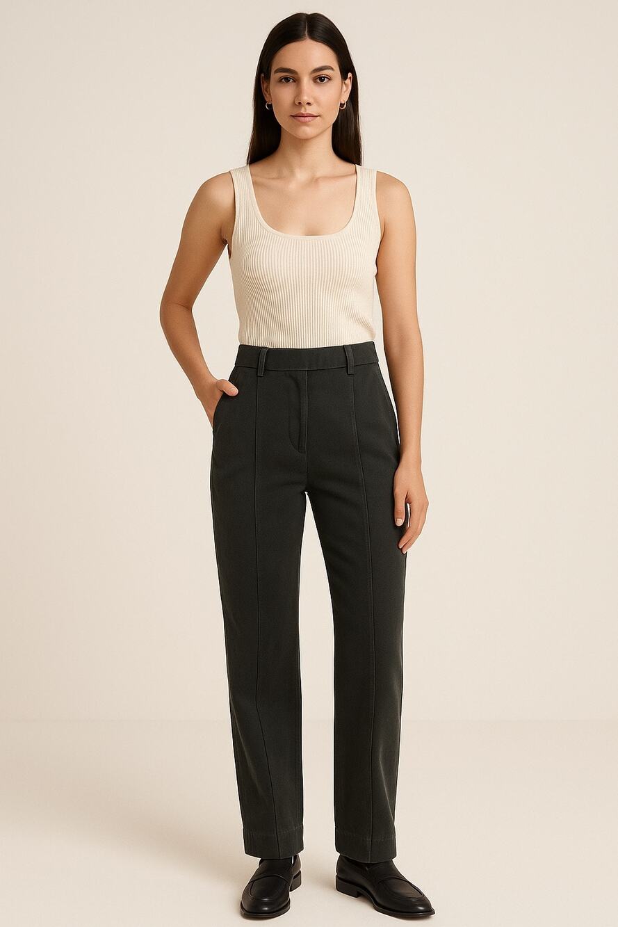 Vintage G. Guaglianone Y2K Cotton Pleated Straight Pants Trousers Dark Medium